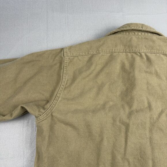 Vintage Cabela's Button Up Flannel Shirt (Sage) Mens Lg Chamois USA Made - Picture 8 of 13